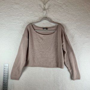 Nasty Gal Sweater Womens Small Pink Round Neck‎ Knitted Long Sleeve Crop 7346